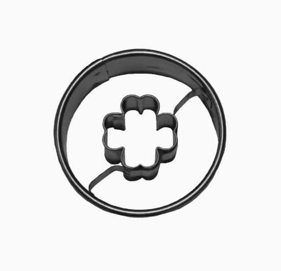 Kreis/Ring glatt mit Kleeblatt innen 4 cm