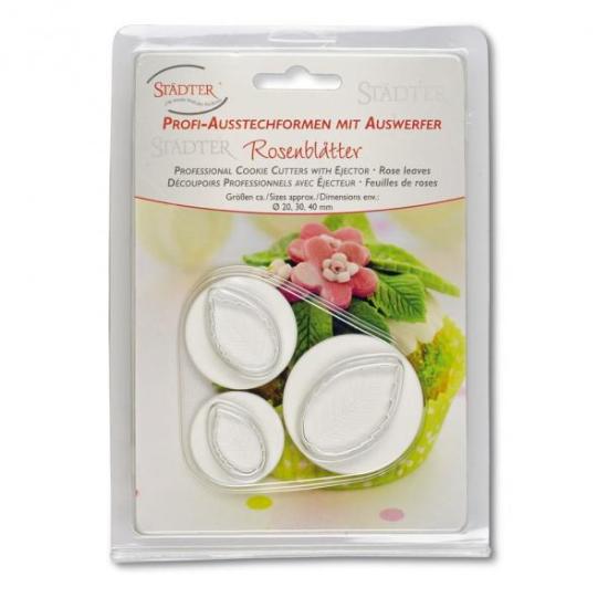 Rosenblätter Profi Ausstecher mit Auswerfer  Set, 3-tlg