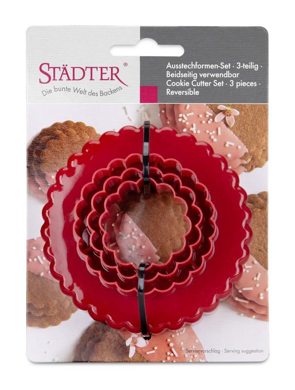 3er Set Kreis Ausstecher mit gewelltem Rand - aus 3 mach 6
