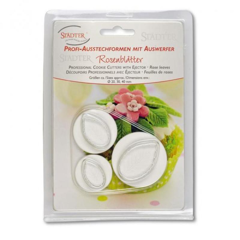 Rosenblätter Profi Ausstecher mit Auswerfer  Set, 3-tlg