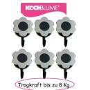Flower- Power- Haken - L - Silver Edition - 6er-Set